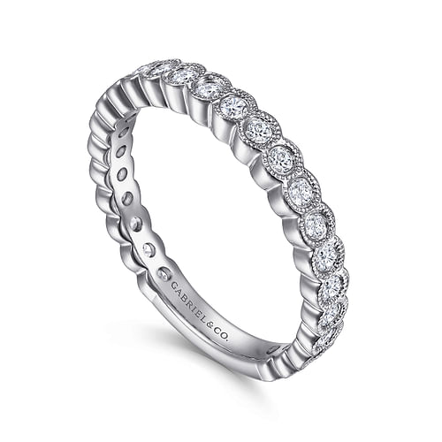 14K White Gold Diamond Ring with Milgrain Bezel - 0.45 ct - Shot 3