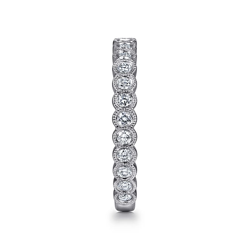 14K White Gold Diamond Ring with Milgrain Bezel - 0.45 ct - Shot 4