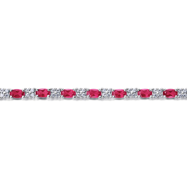 14K White Gold Diamond  Ruby Tennis Bracelet - 1.1 ct - Shot 2