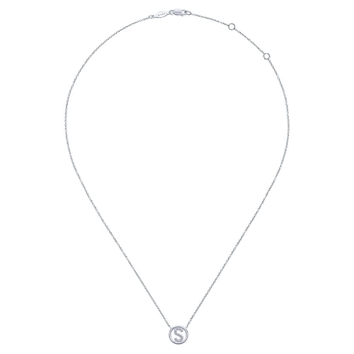 14K White Gold  Diamond S Initial Pendant Necklace - 0.08 ct - Shot 2