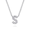 14K White Gold Diamond S Initial Pendant Necklace - 0.06 ct