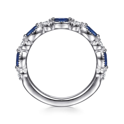 14K White Gold Diamond Sapphire Anniversary Band