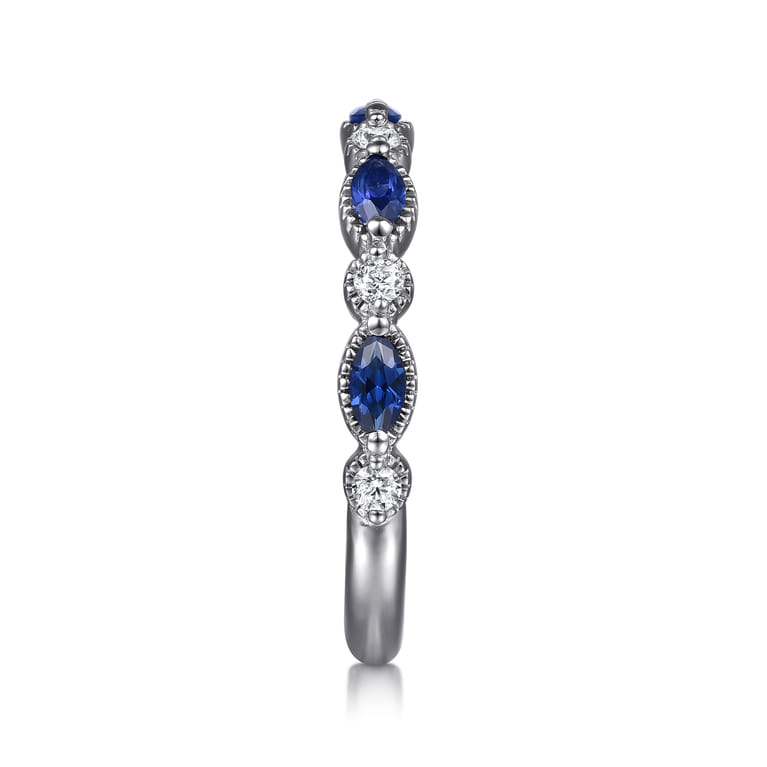 Straight Wedding Ring in 14k White Gold with  Sapphire at Gabriel & Co. - Shot 4