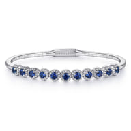 14K White Gold Diamond  Sapphire Bangle