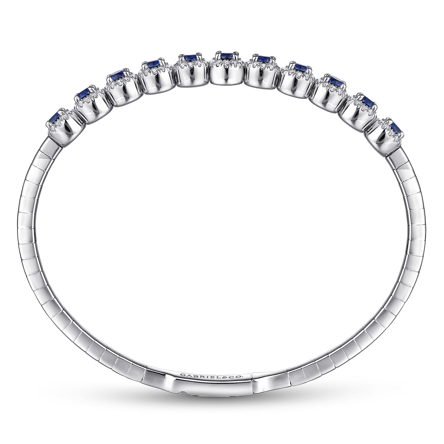 14K White Gold Diamond  Sapphire Bangle - 0.38 ct - Shot 3
