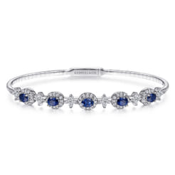 14K White Gold Diamond  Sapphire Bangle