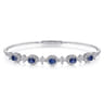 14K White Gold Diamond  Sapphire Bangle - 0.6 ct