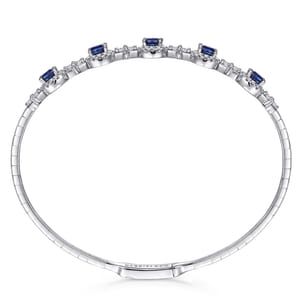 14K White Gold Diamond  Sapphire Bangle