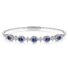 14K White Gold Diamond  Sapphire Bangle - 0.6 ct