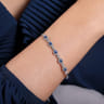 14K White Gold Diamond  Sapphire Bangle - 0.6 ct