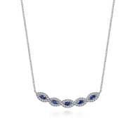 14K White Gold Diamond  Sapphire Necklace