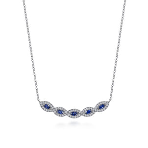 14K White Gold Diamond  Sapphire Necklace