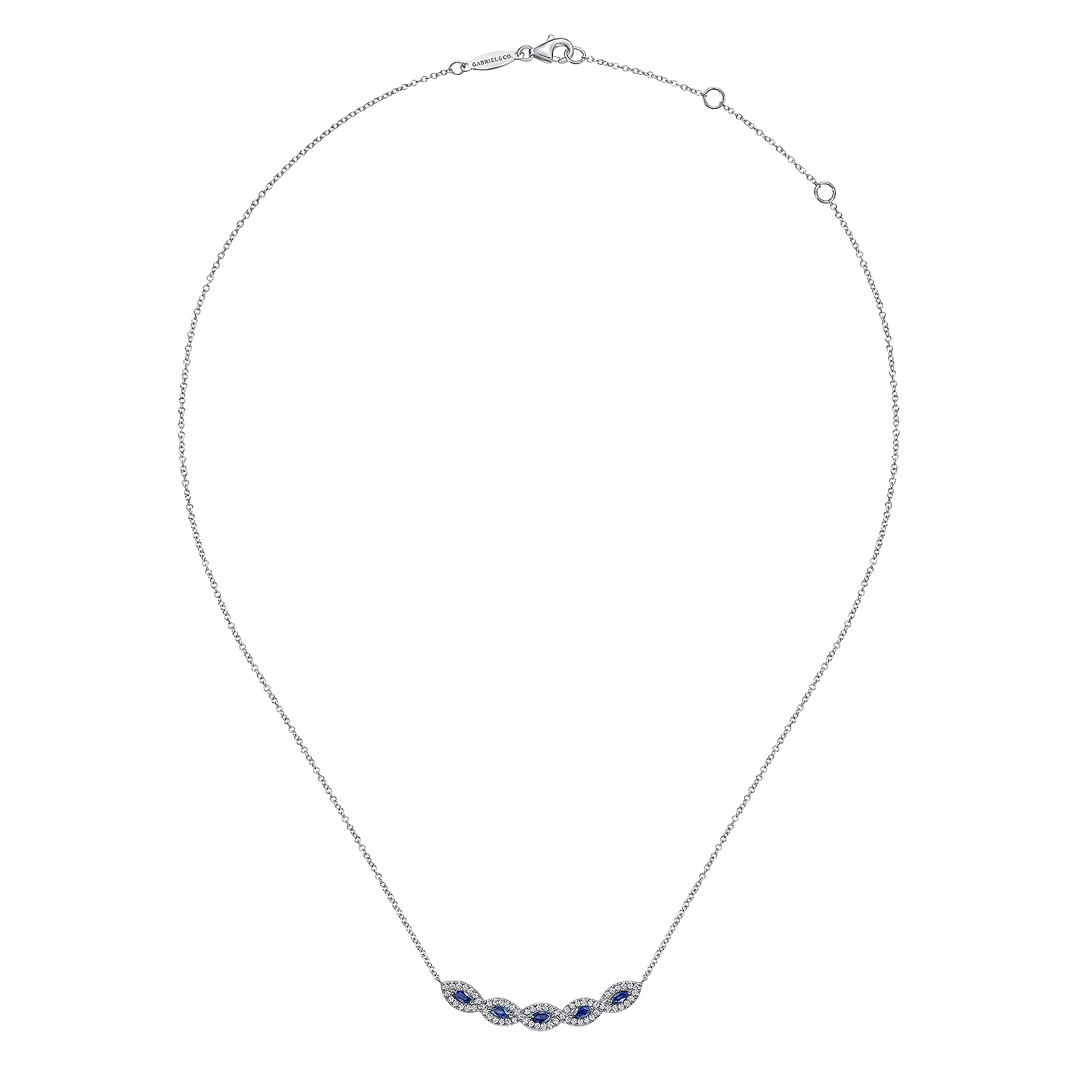 14K White Gold Diamond  Sapphire Necklace