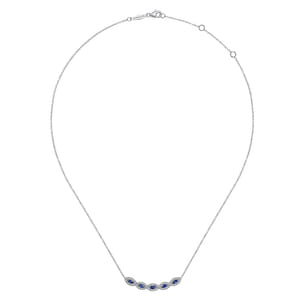 14K White Gold Diamond  Sapphire Necklace