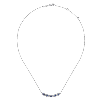 14K White Gold Diamond  Sapphire Necklace