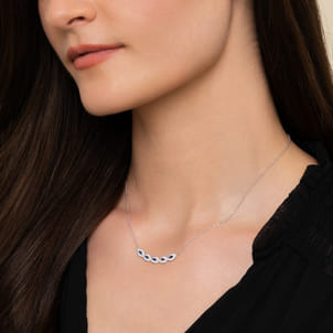 14K White Gold Diamond  Sapphire Necklace