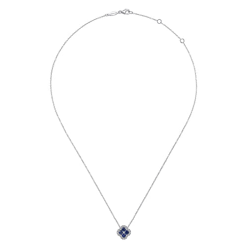 14K White Gold Diamond Sapphire Pendant Necklace | Shop 14k White Gold ...