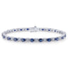 14K White Gold Diamond  Sapphire Tennis Bracelet - 1.1 ct