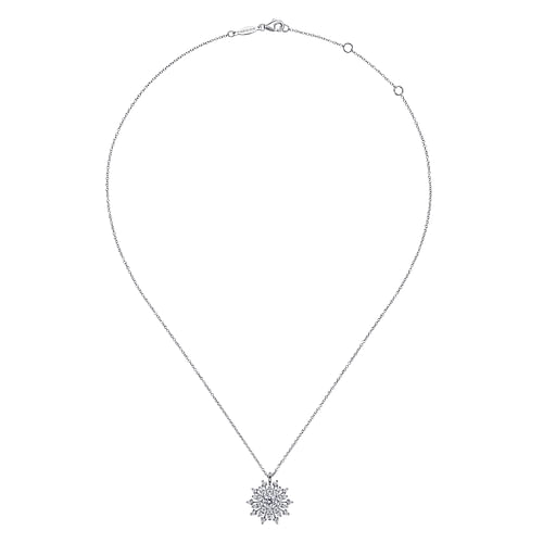 14K White Gold Diamond Snowflake Pendant Necklace - 0.51 ct - Shot 2