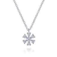 14K White Gold Diamond Snowflake Pendant Necklace