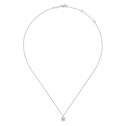 14K White Gold Diamond Snowflake Pendant Necklace