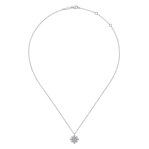 14K White Gold Diamond Snowflake Pendant Necklace - 0.5 ct - Shot 2