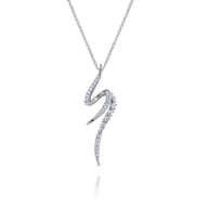 14K White Gold Diamond Spike Bypass Drop Necklace