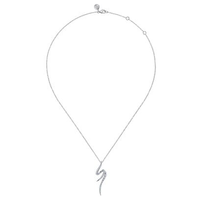 14K White Gold Diamond Spike Bypass Drop Necklace