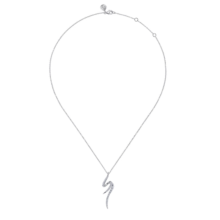 14K White Gold Diamond Spike Bypass Drop Necklace - 0.35 ct - Shot 2