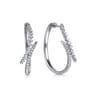 14K White Gold Diamond Spike Bypass Hoop Earrings - 1 ct