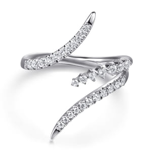14K White Gold Diamond Spike Bypass Ring