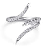 14K White Gold Diamond Spike Bypass Ring - 0.35 ct