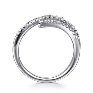 14K White Gold Diamond Spike Bypass Ring