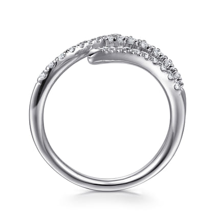 14K White Gold Diamond Spike Bypass Ring