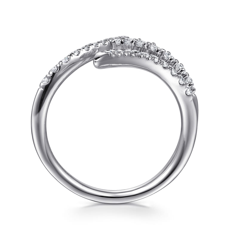 14K White Gold Diamond Spike Bypass Ring - 0.35 ct - Shot 2
