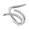 14K White Gold Diamond Spike Bypass Ring - 0.35 ct