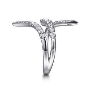 14K White Gold Diamond Spike Bypass Ring