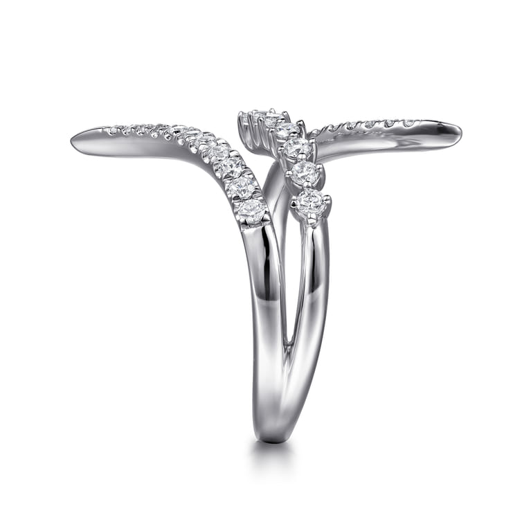 14K White Gold Diamond Spike Bypass Ring - 0.35 ct - Shot 4