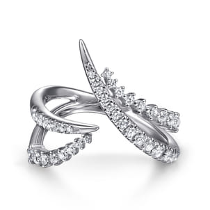 14K White Gold Diamond Spike Bypass Ring