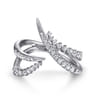 14K White Gold Diamond Spike Bypass Ring - 0.5 ct