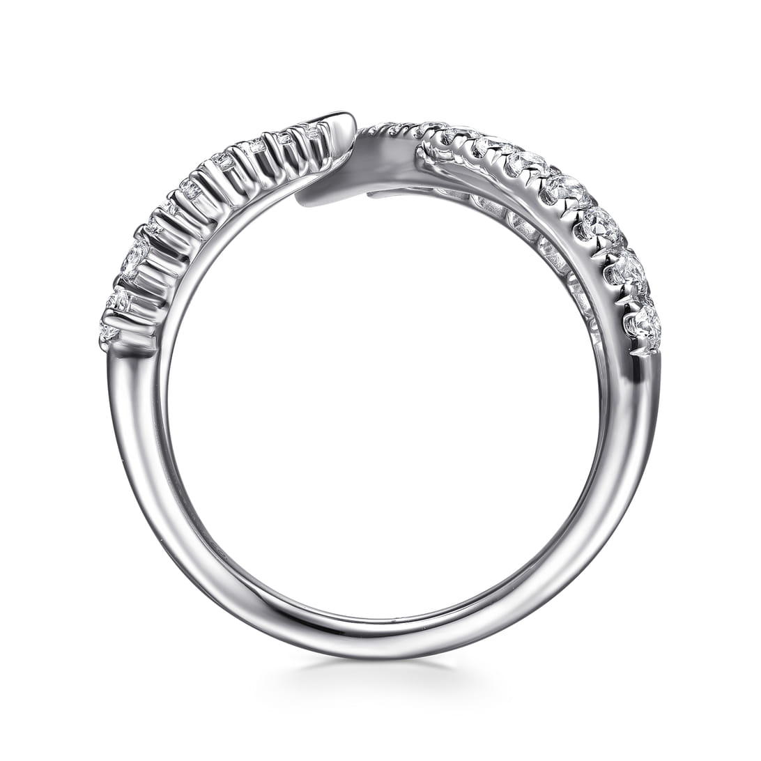 womens white gold dress rings Simon G. White Gold Emerald Shaped Diamond Fashion Ring main image 1