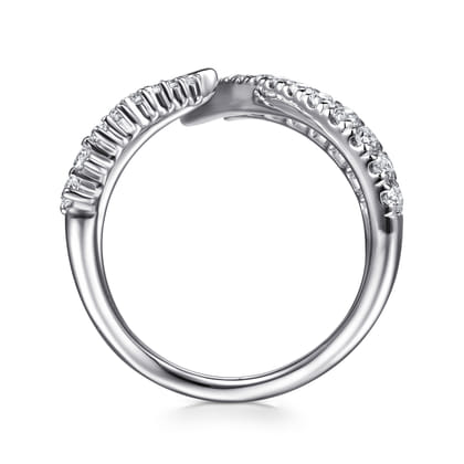 14K White Gold Diamond Spike Bypass Ring