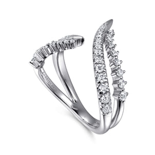 14K White Gold Diamond Spike Bypass Ring