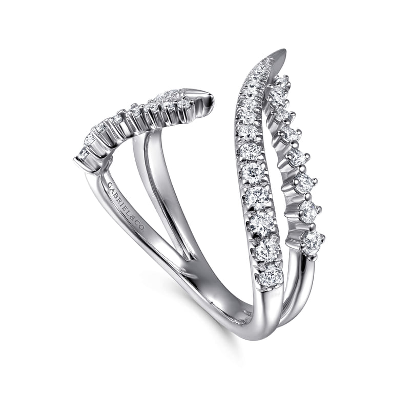 14K White Gold Diamond Spike Bypass Ring - 0.5 ct - Shot 3