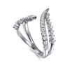 14K White Gold Diamond Spike Bypass Ring - 0.5 ct