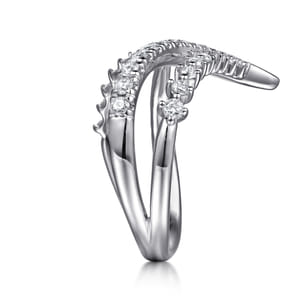 14K White Gold Diamond Spike Bypass Ring