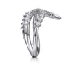 14K White Gold Diamond Spike Bypass Ring - 0.5 ct