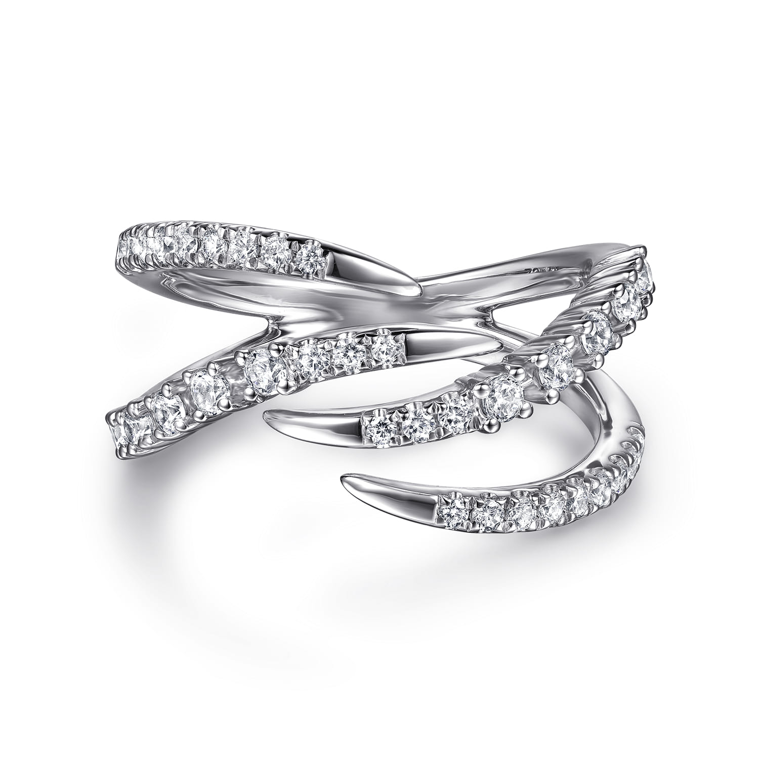 14K White Gold Diamond Spike Bypass Ring - 0.5 ct - Shot 1