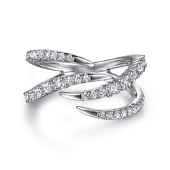 14K White Gold Diamond Spike Bypass Ring
