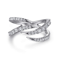 14K White Gold Diamond Spike Bypass Ring